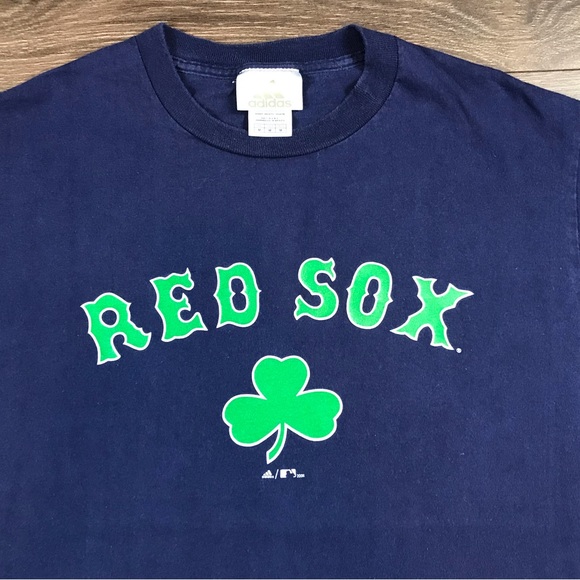 Adidas Boston Red Sox MLB 4 Leaf Clover Shamrock Men’s St. Patrick’s Day T-Shirt - Picture 2 of 6